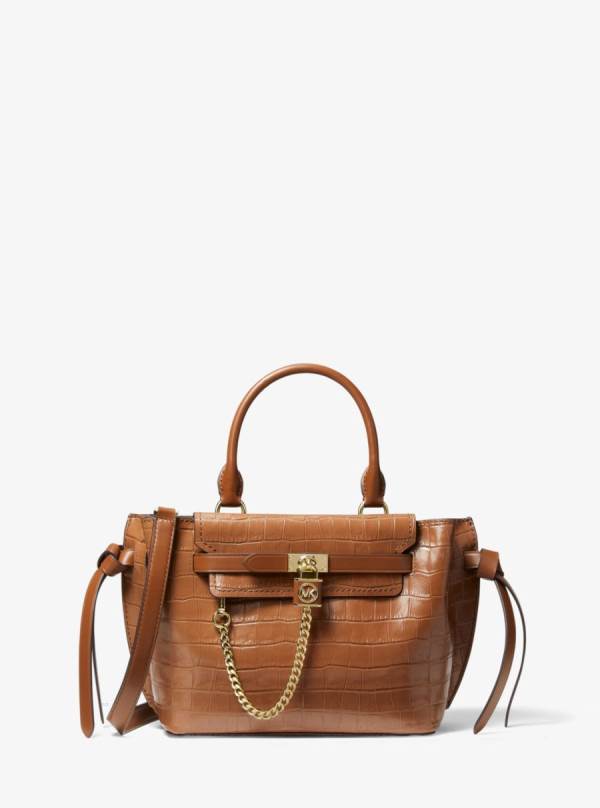Damske Satchel Taske Michael Kors Hamilton Legacy Small Crocodile Embossed Leather Belted Hnede - Kabelky Michael Kors Akcia | HYWXR-1358